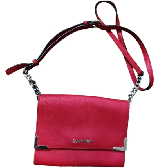 Calvin Klein Handbags - Calvin Klein Red Chain Link Crossbody Bag